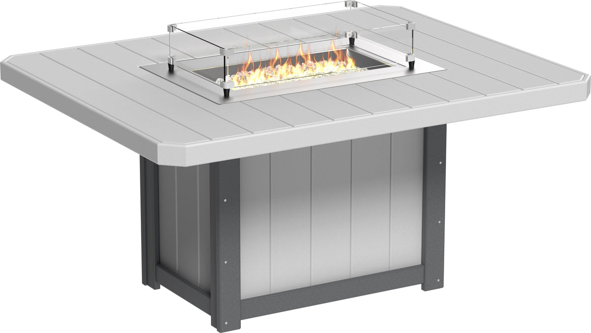 Lumin Fire Table 62" Rectangular Dove Gray & Slate / Dining Height