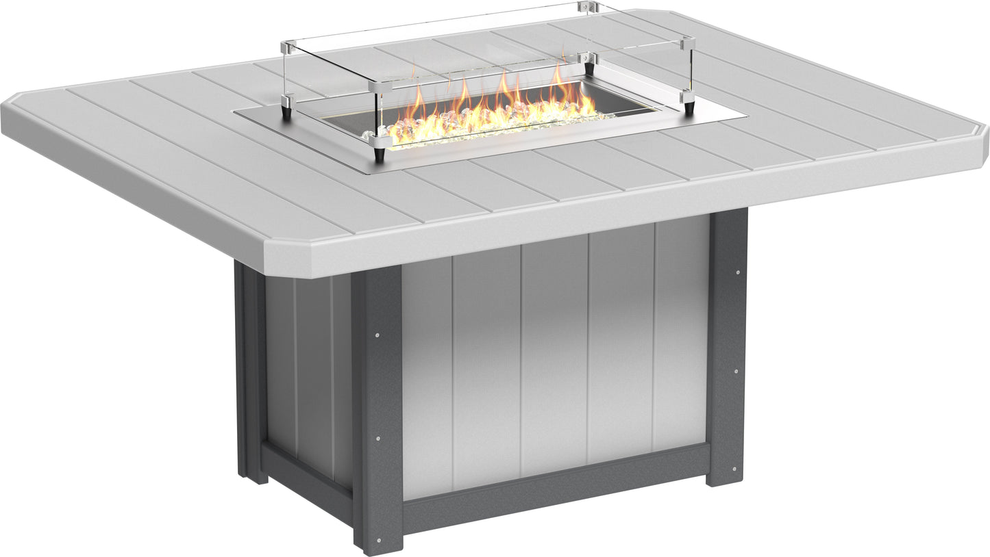 Lumin Fire Table 62" Rectangular Dove Gray & Slate / Dining Height