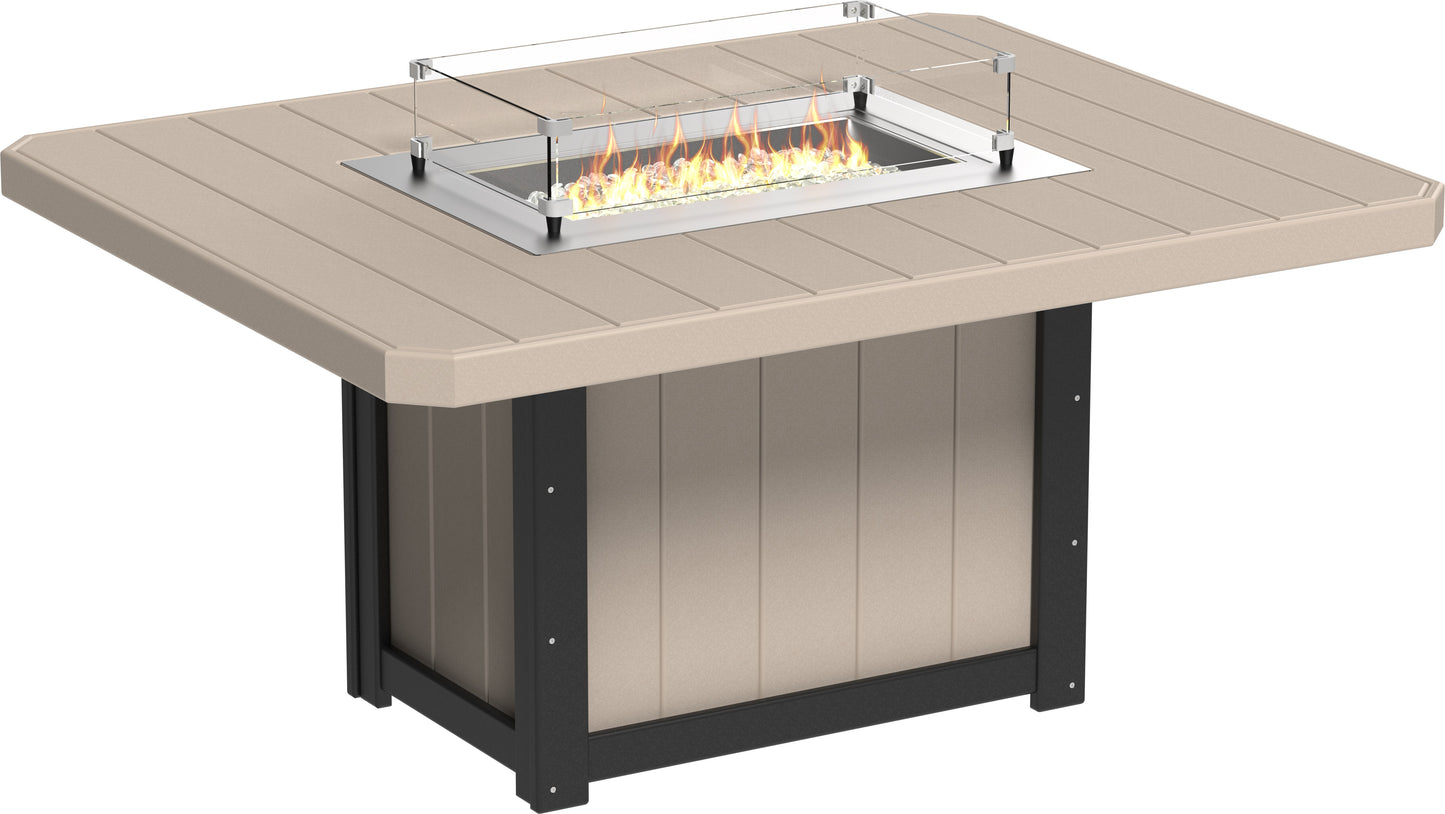 Lumin Fire Table 62" Rectangular Weatherwood & Black / Dining Height