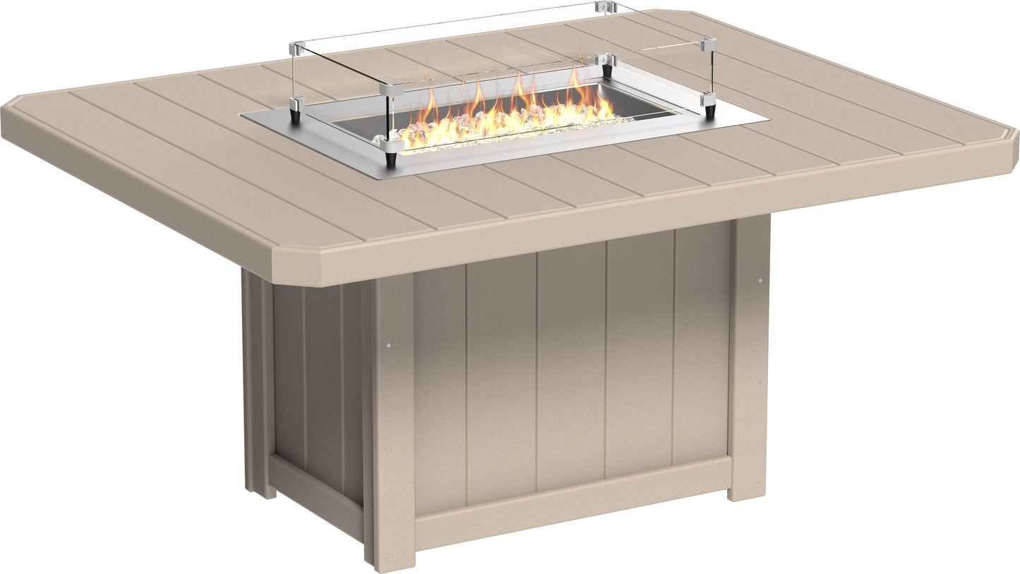Lumin Fire Table 62" Rectangular Weatherwood / Dining Height