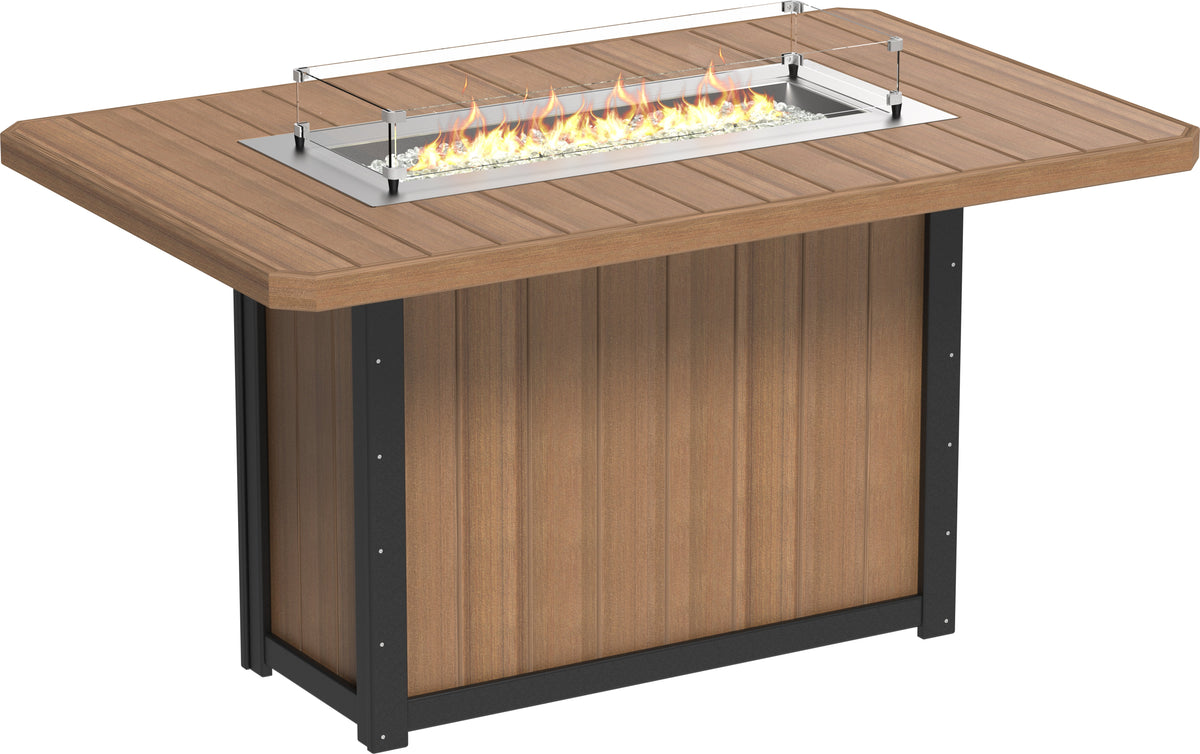 Lumin Fire Table 79" Rectangular Antique Mahogany & Black / Bar Height