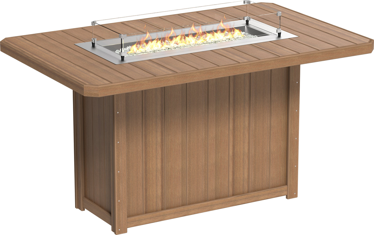 Lumin Fire Table 79" Rectangular Antique Mahogany / Bar Height