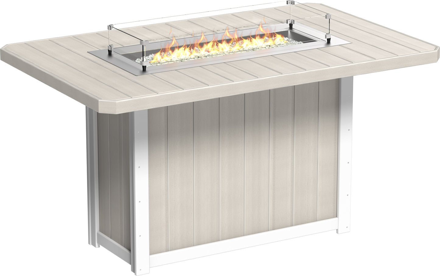 Lumin Fire Table 79" Rectangular Birch & White / Bar Height
