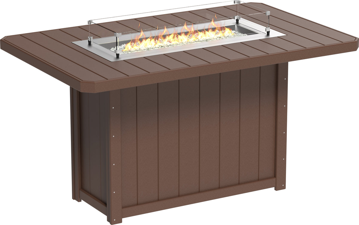 Lumin Fire Table 79" Rectangular Chestnut Brown / Bar Height