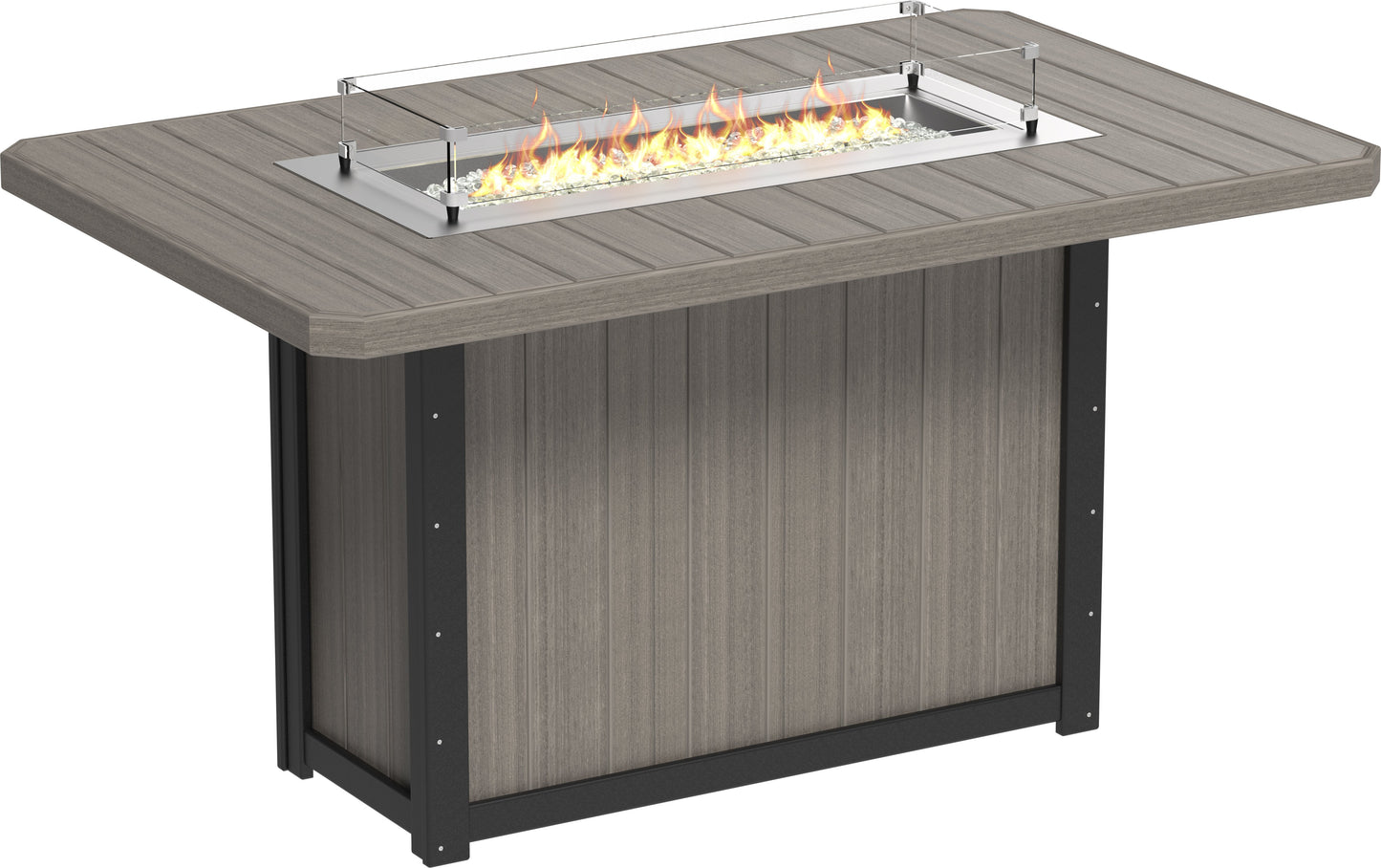Lumin Fire Table 79" Rectangular Coastal Gray & Black / Bar Height