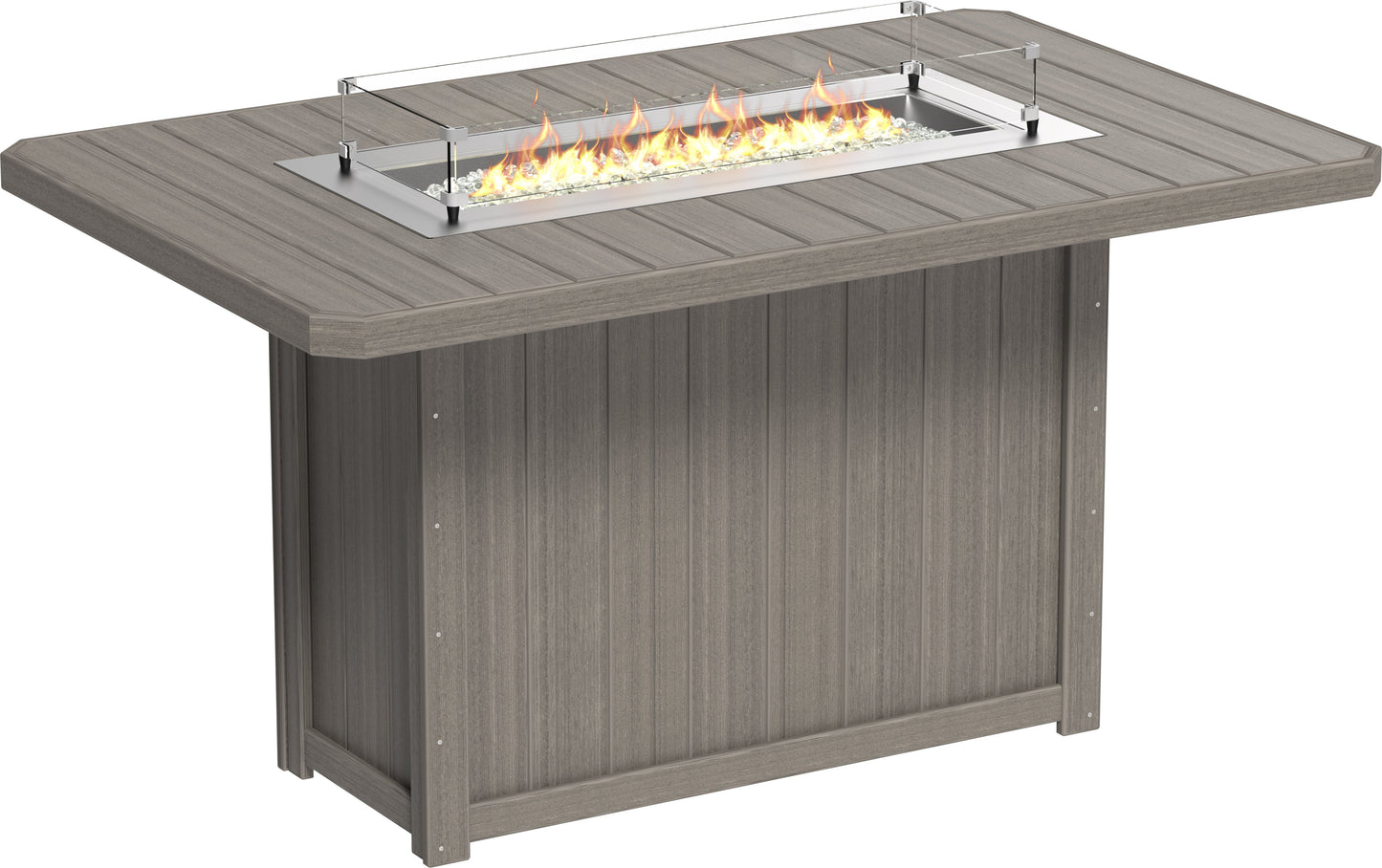 Lumin Fire Table 79" Rectangular Coastal Gray / Bar Height