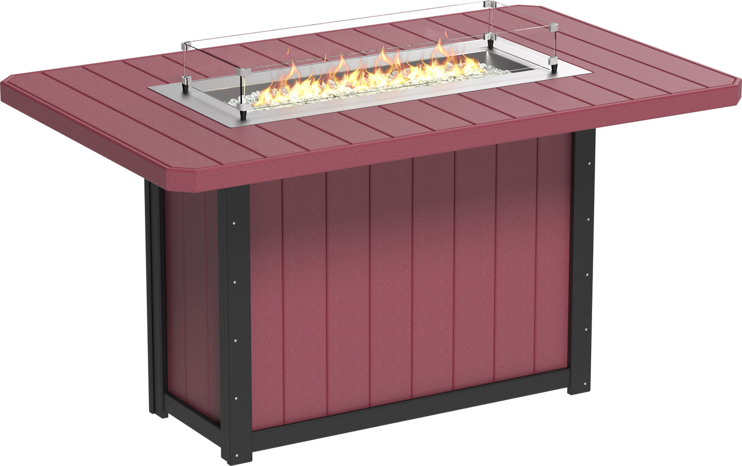 Lumin Fire Table 79" Rectangular Cherrywood & Black / Bar Height