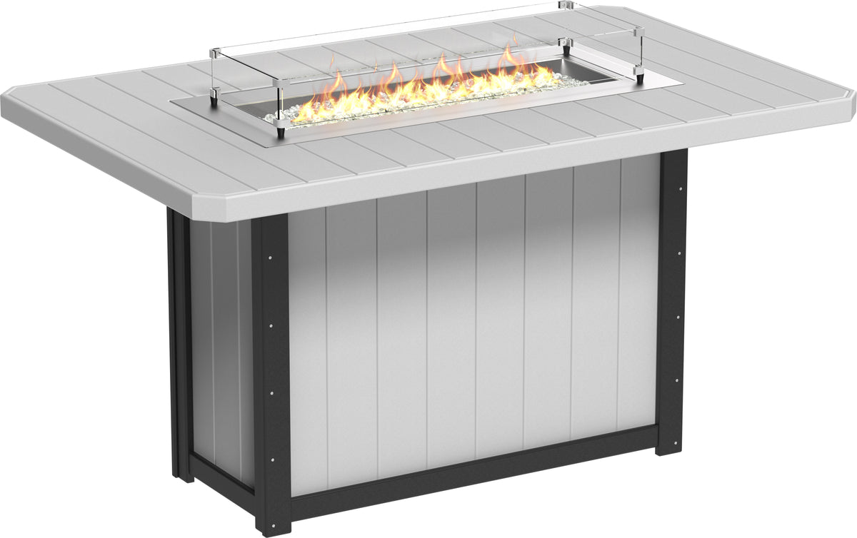 Lumin Fire Table 79" Rectangular Dove Gray & Black / Bar Height