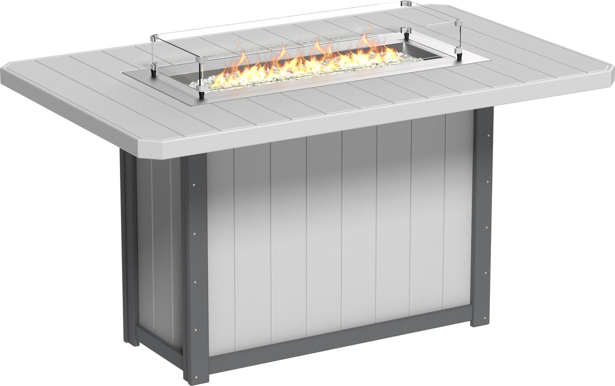 Lumin Fire Table 79" Rectangular Dove Gray & Slate / Bar Height