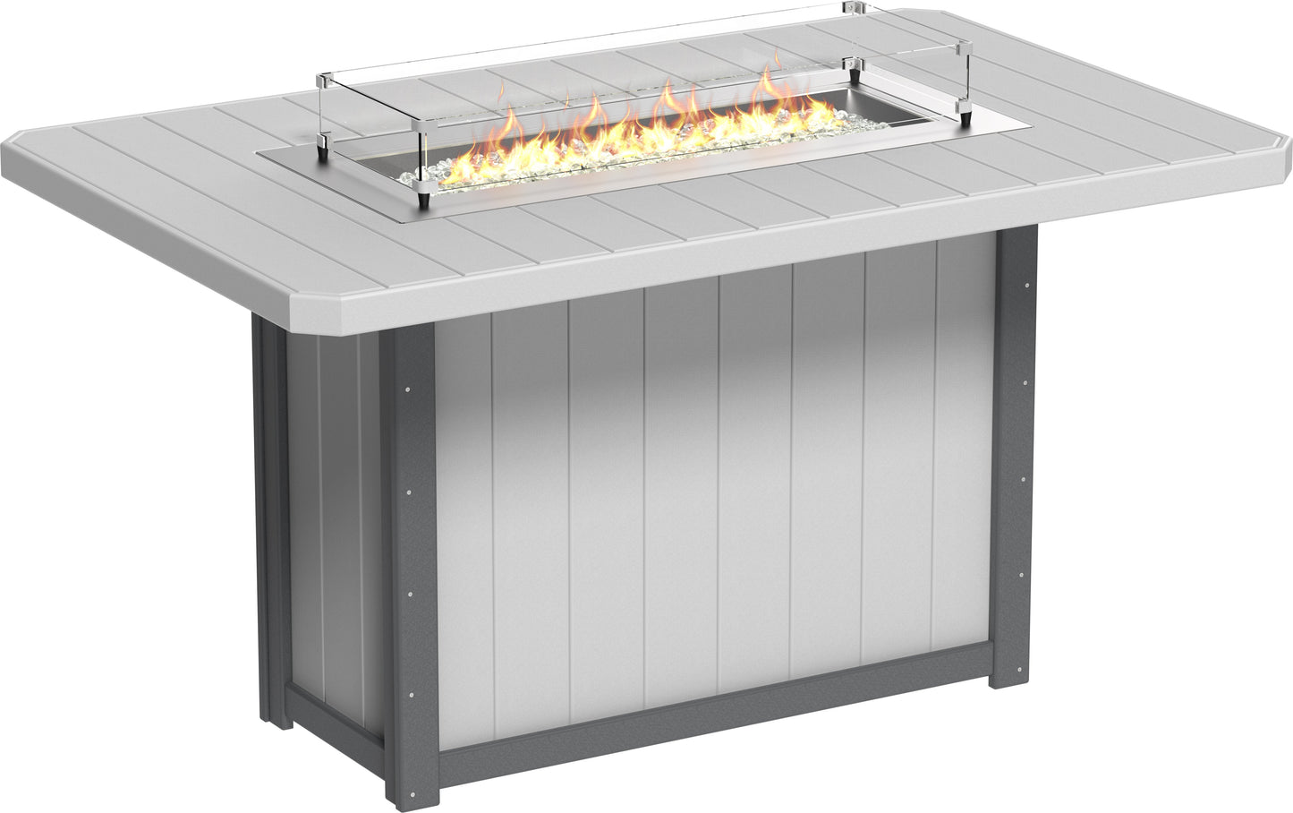 Lumin Fire Table 79" Rectangular Dove Gray & Slate / Bar Height