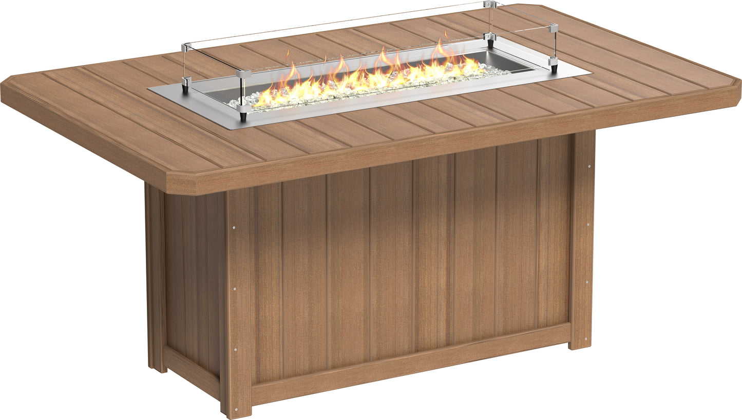 Lumin Fire Table 79" Rectangular Antique Mahogany / Counter Height