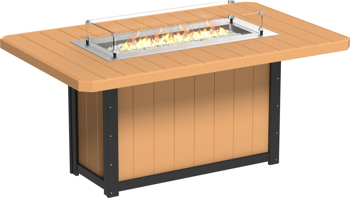Lumin Fire Table 79" Rectangular Cedar & Black / Counter Height