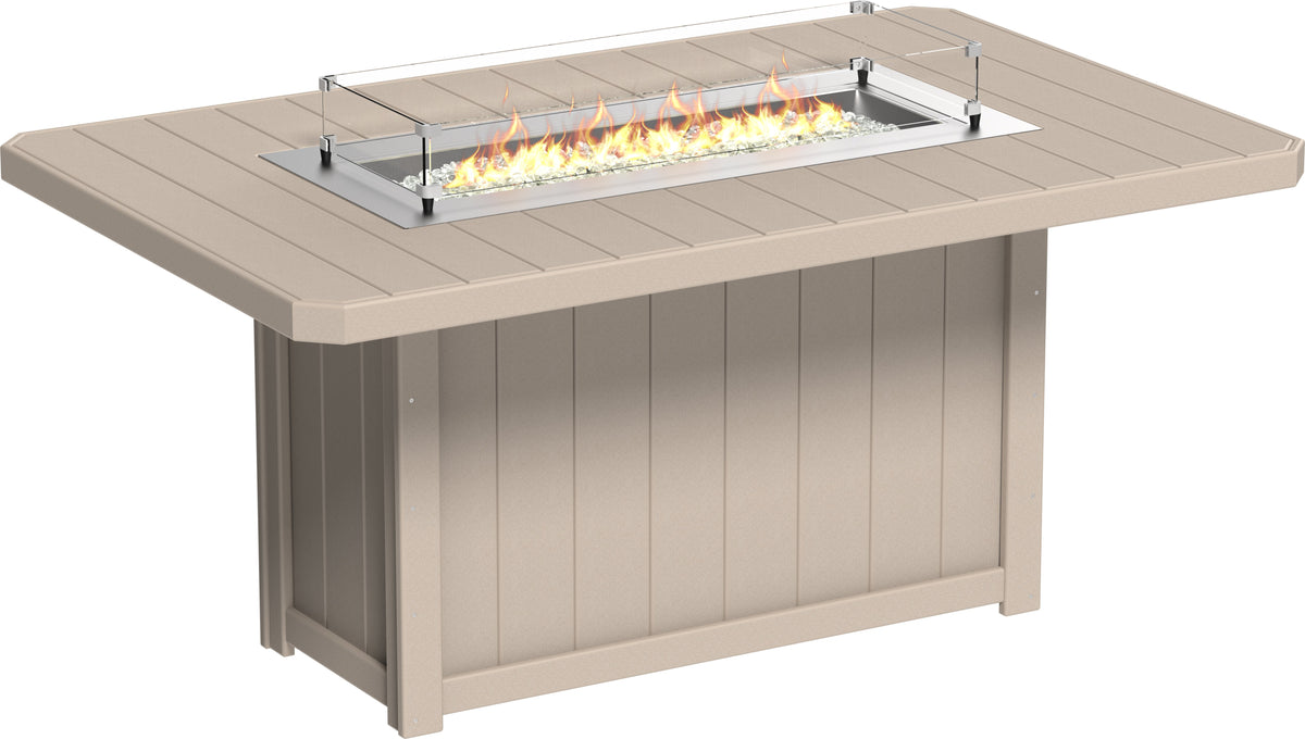 Lumin Fire Table 79" Rectangular Weatherwood / Counter Height
