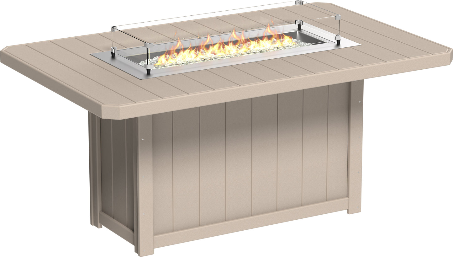 Lumin Fire Table 79" Rectangular Weatherwood / Counter Height