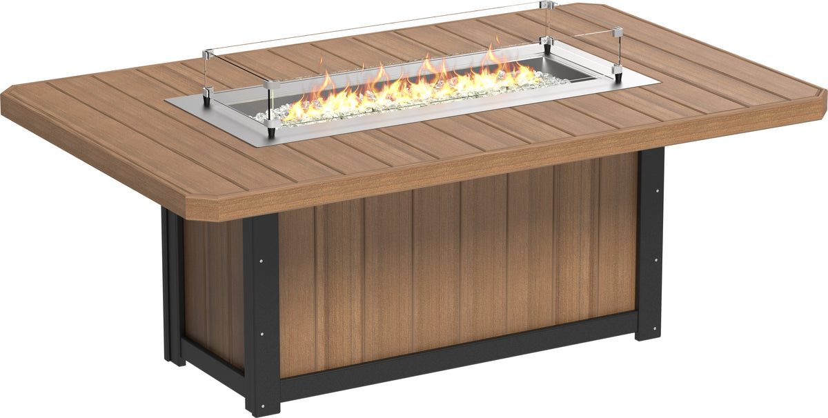 Lumin Fire Table 79" Rectangular Antique Mahogany & Black / Dining Height