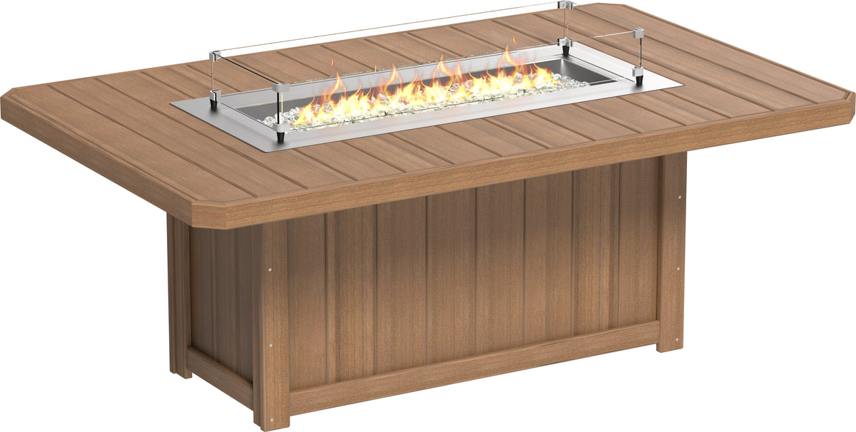 Lumin Fire Table 79" Rectangular Antique Mahogany / Dining Height