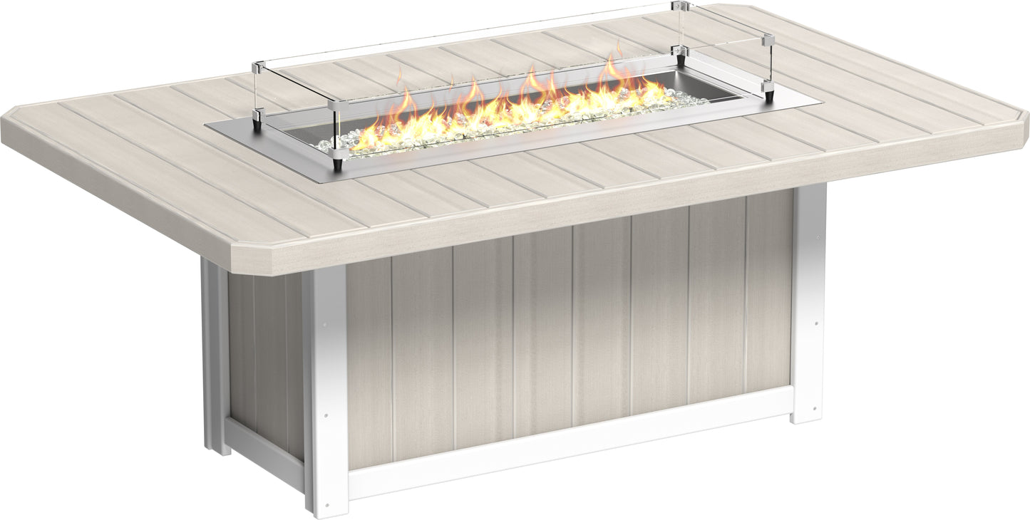 Lumin Fire Table 79" Rectangular Birch & White / Dining Height