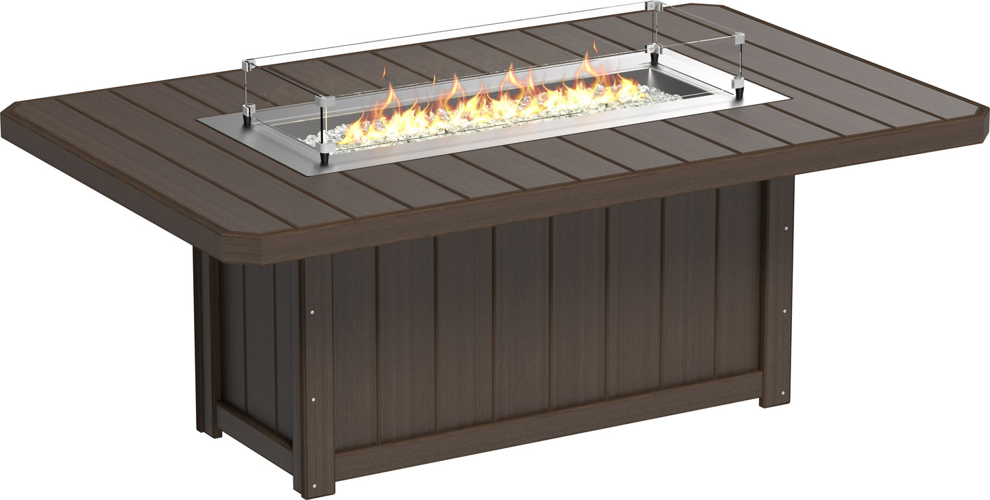 Lumin Fire Table 79" Rectangular Brazilian Walnut / Dining Height