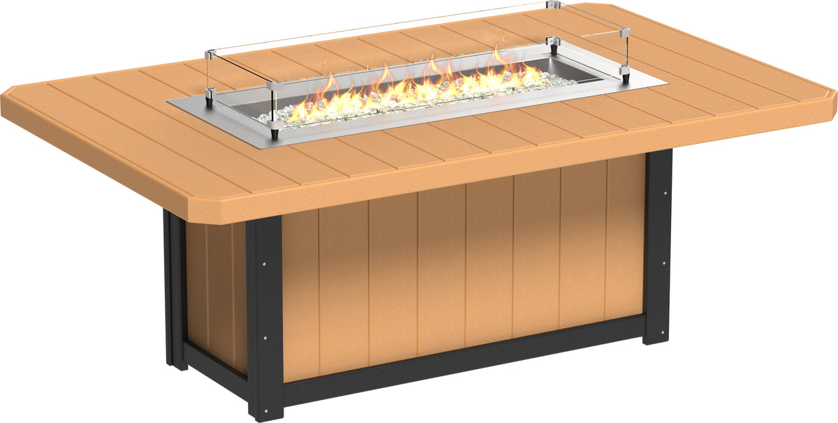 Lumin Fire Table 79" Rectangular Cedar & Black / Dining Height