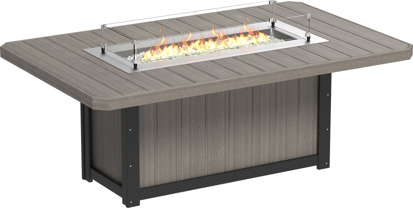 Lumin Fire Table 79" Rectangular Coastal Gray & Black / Dining Height