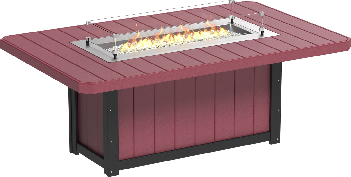 Lumin Fire Table 79" Rectangular Cherrywood & Black / Dining Height