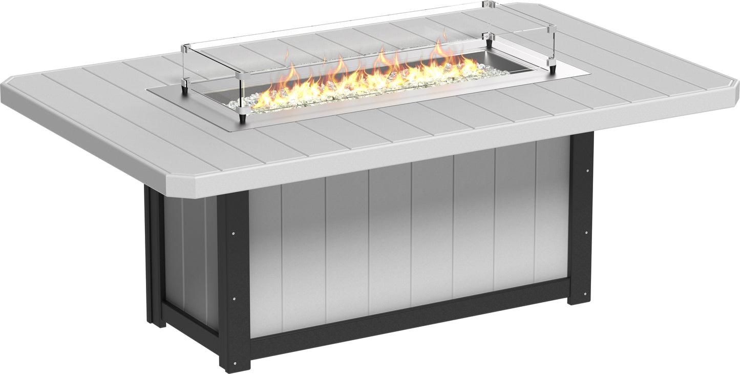 Lumin Fire Table 79" Rectangular Dove Gray & Black / Dining Height