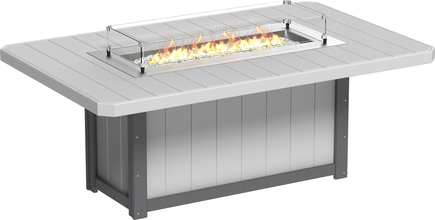 Lumin Fire Table 79" Rectangular Dove Gray & Slate / Dining Height