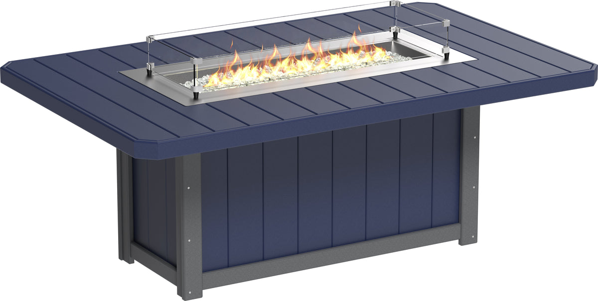 Lumin Fire Table 79" Rectangular Patriot Blue & Slate / Dining Height
