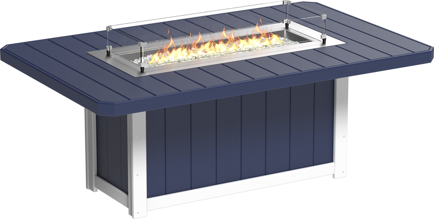 Lumin Fire Table 79" Rectangular Patriot Blue & White / Dining Height