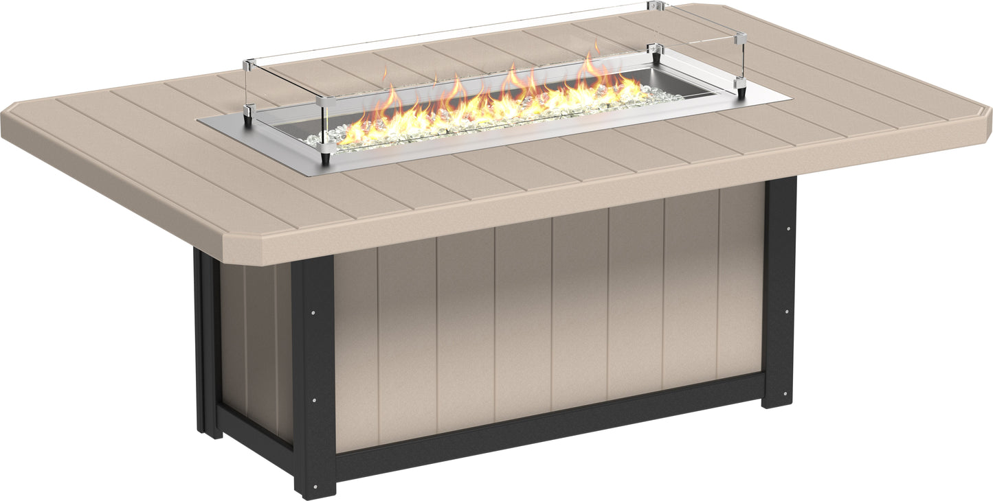Lumin Fire Table 79" Rectangular Weatherwood & Black / Dining Height