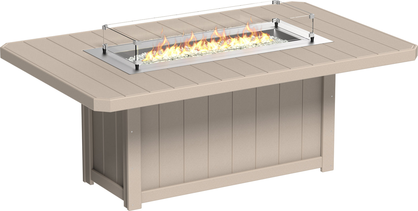 Lumin Fire Table 79" Rectangular Weatherwood / Dining Height
