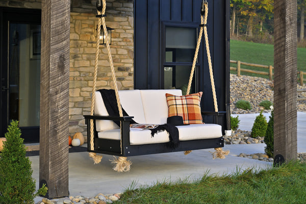 Lanai Deep Seating Loveseat Swing Black / Canvas