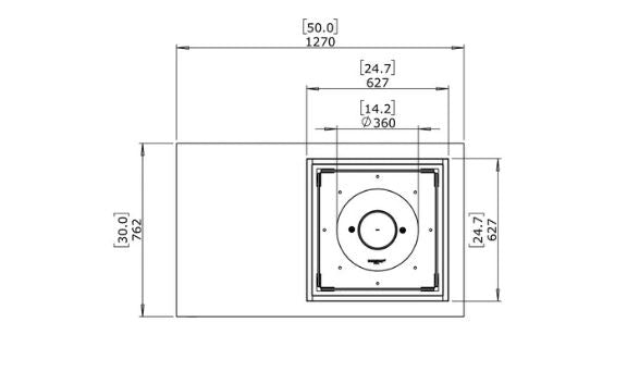 Manhattan 50 Fire Table w/ Ethanol Burner — Top View technical drawing