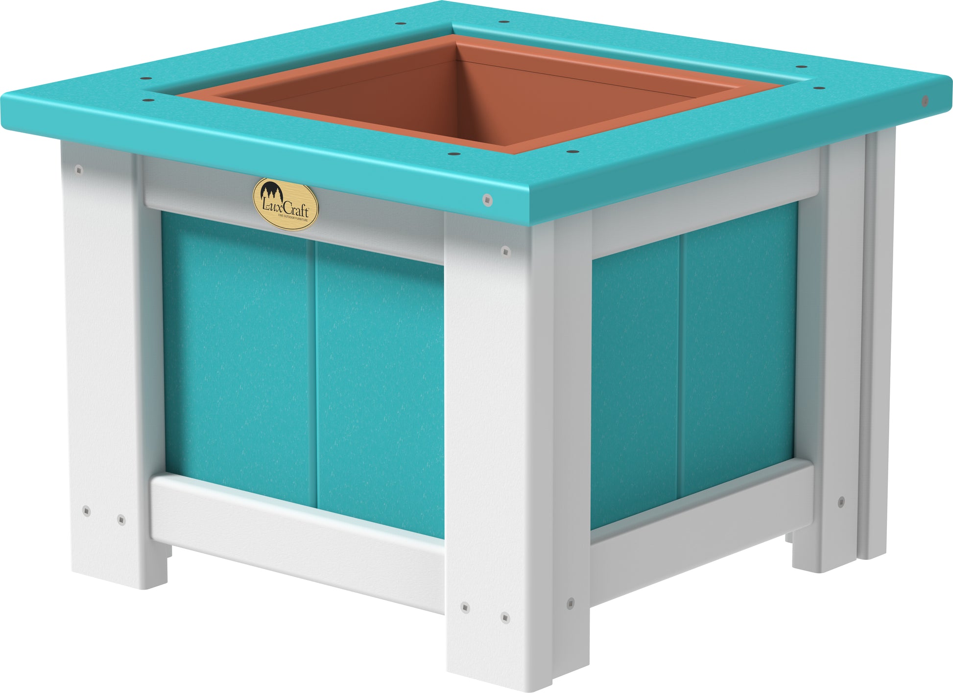 15" Square Planter Aruba Blue & White