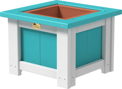 15" Square Planter Aruba Blue & White