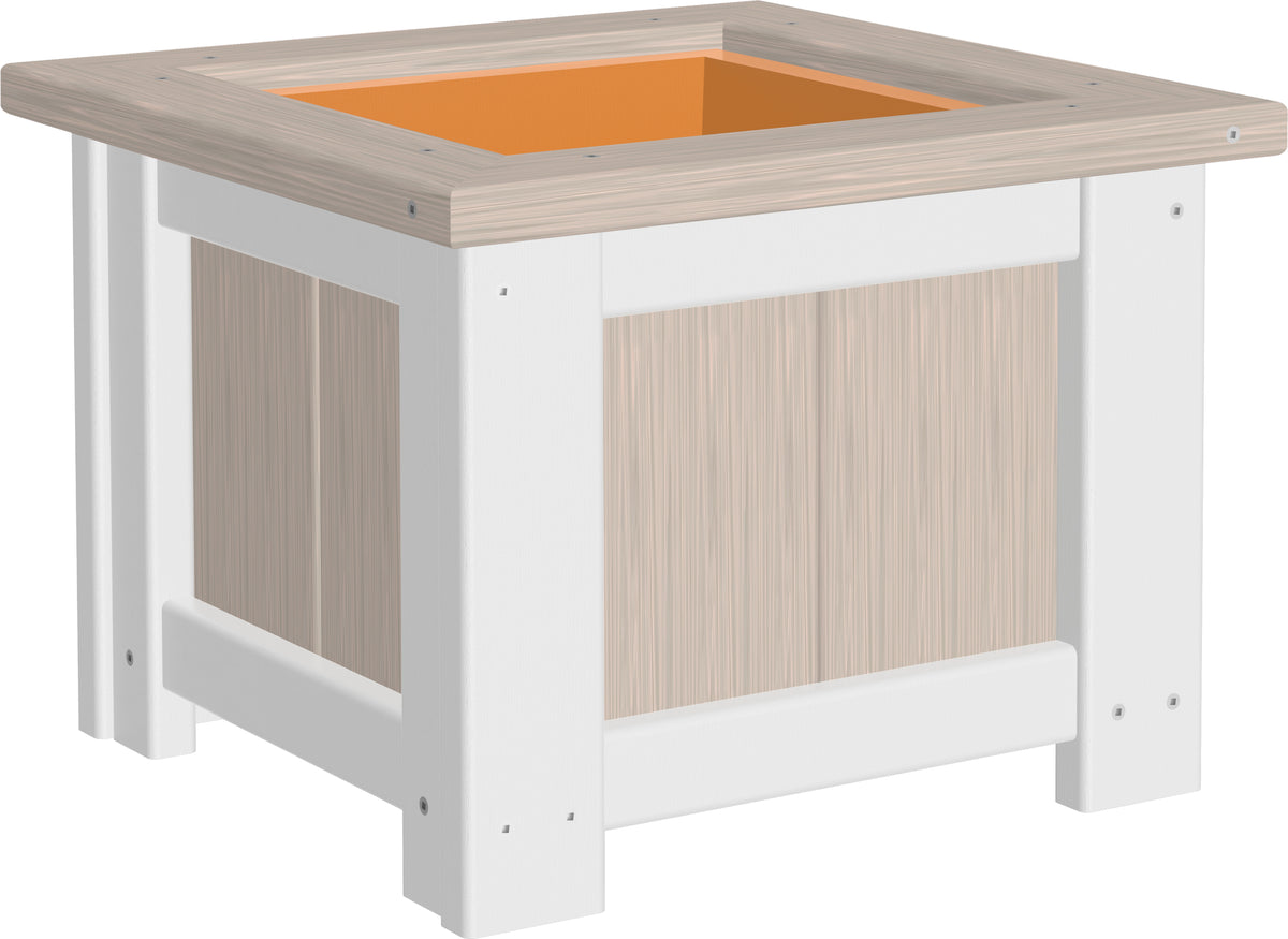 15" Square Planter Birch & White