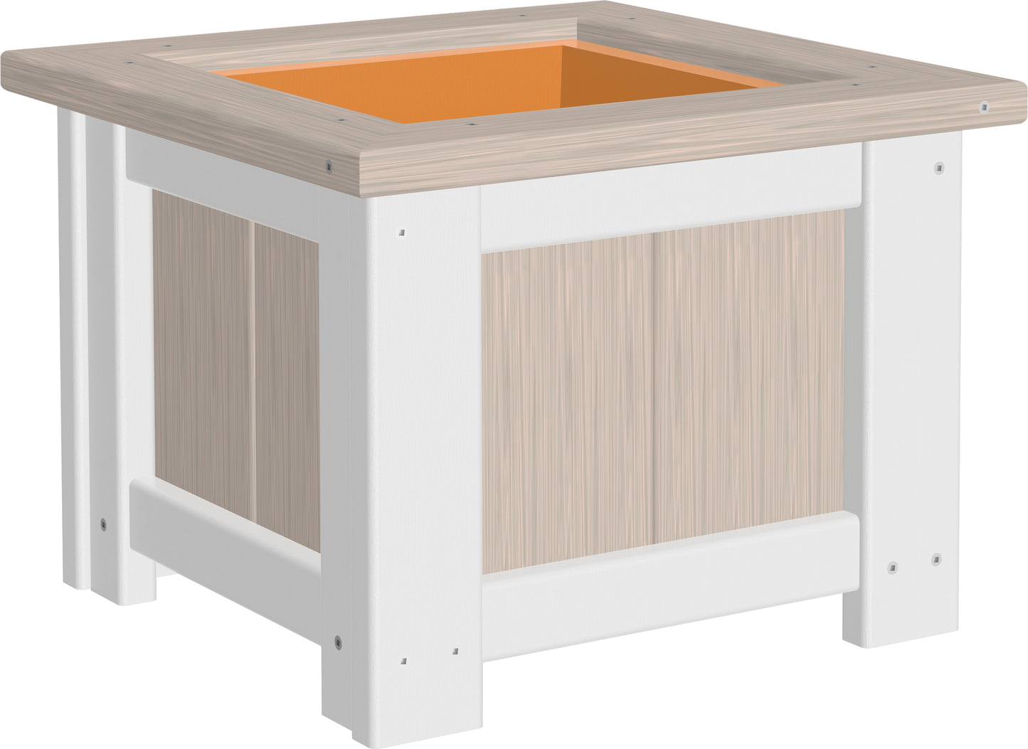 15" Square Planter Birch & White