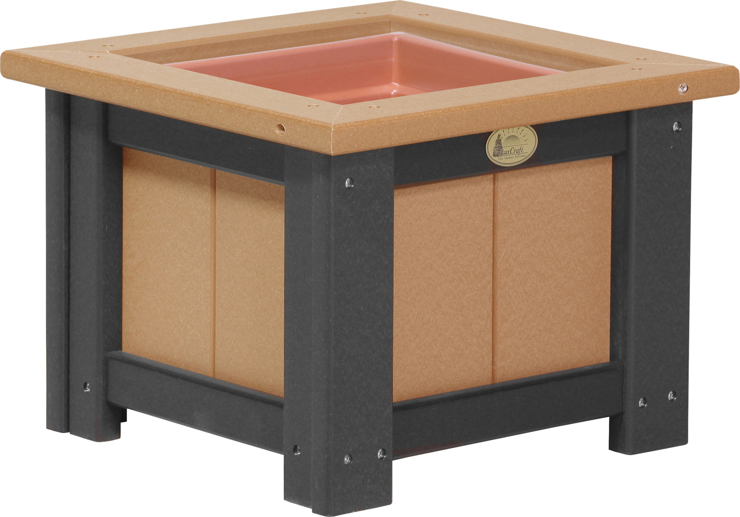 15" Square Planter Cedar & Black