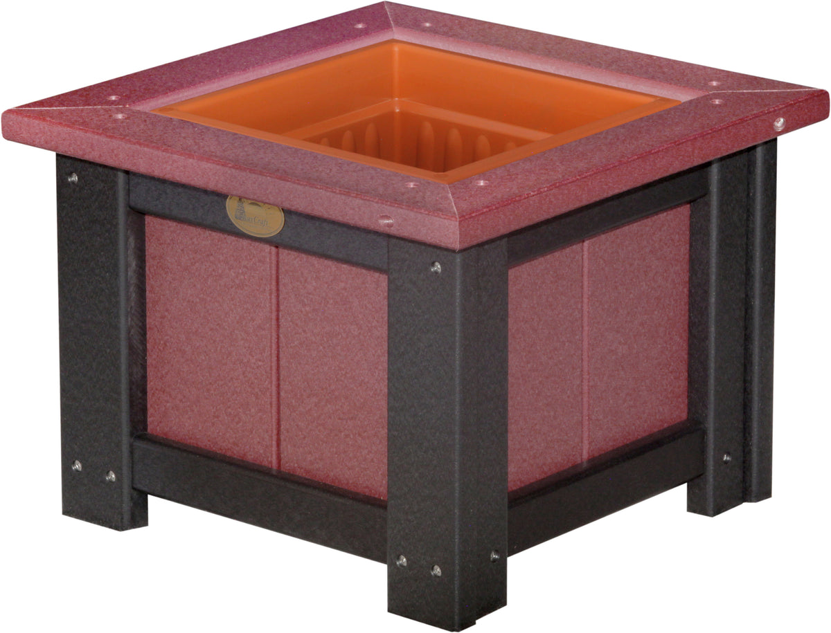 15" Square Planter Cherrywood & Black