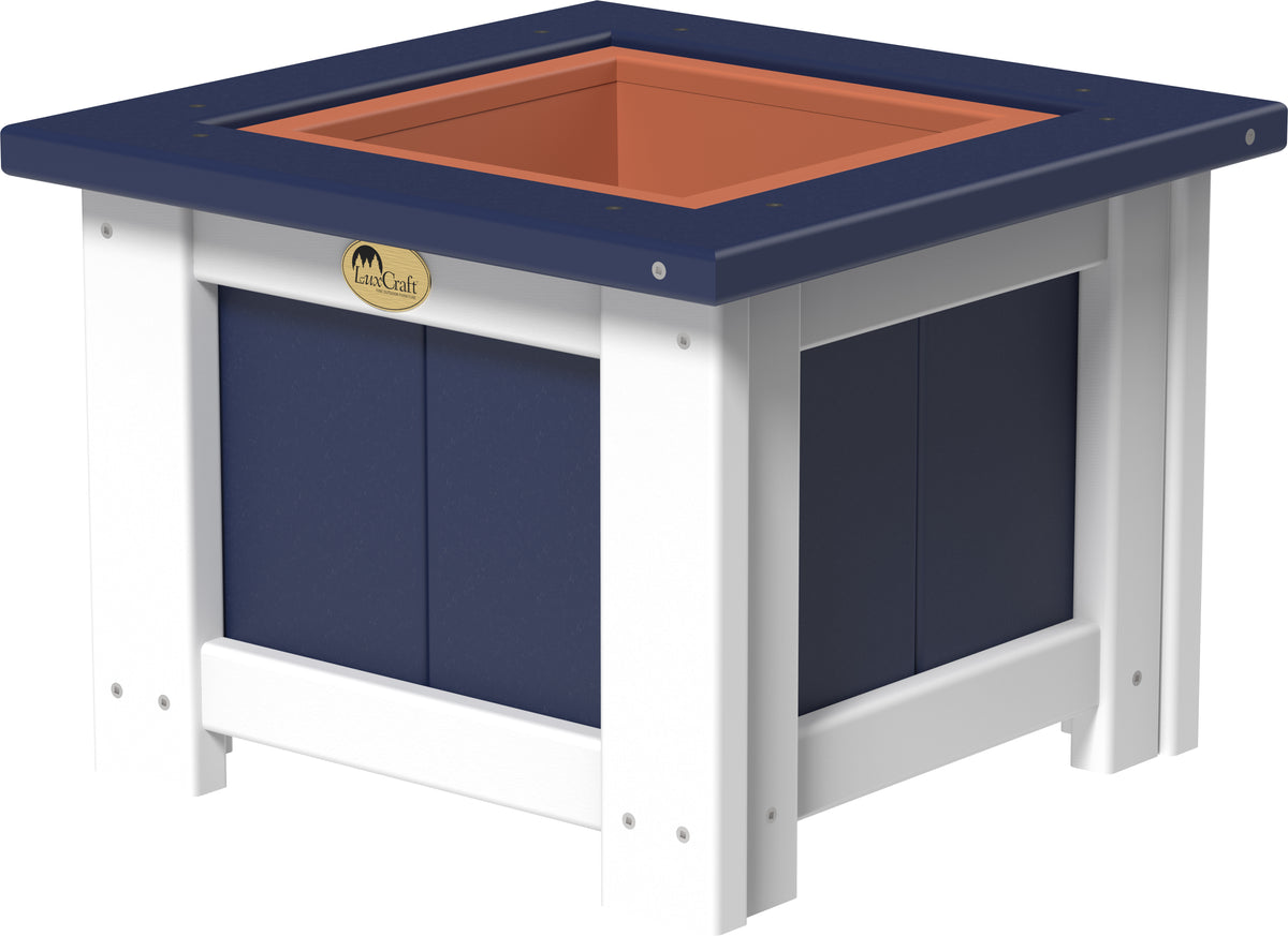 15" Square Planter Patriot Blue & White