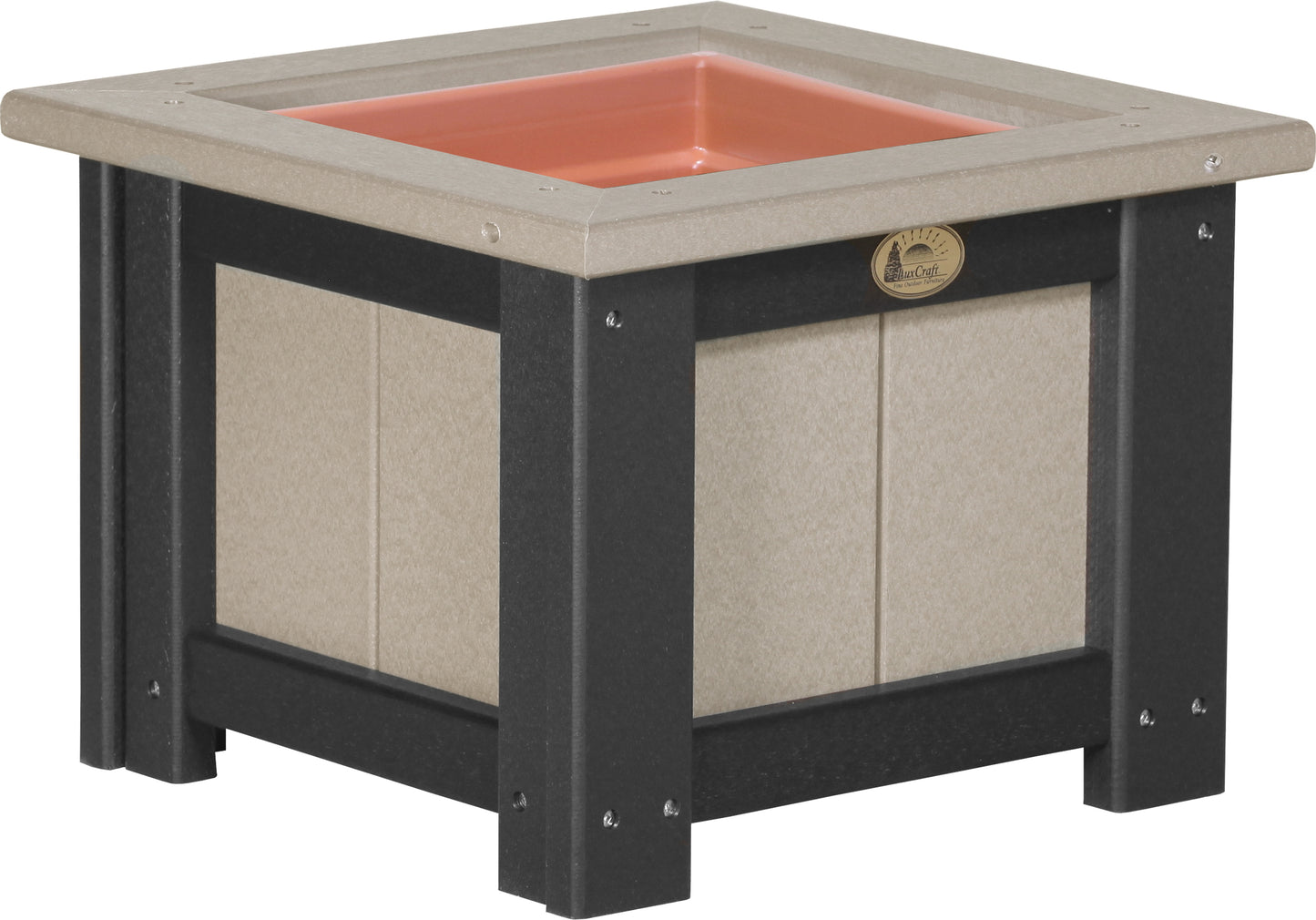15" Square Planter Weatherwood & Black