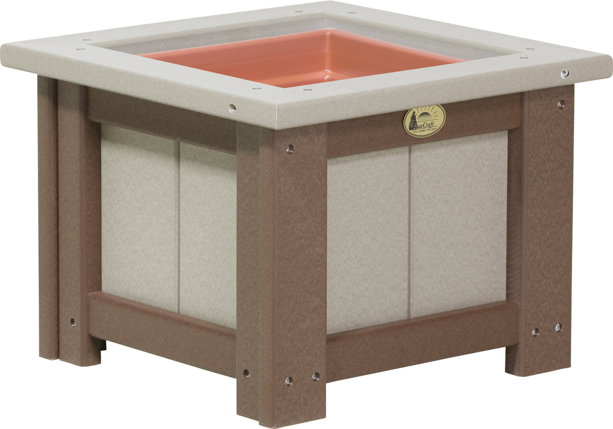 15" Square Planter Weatherwood & Chestnut Brown