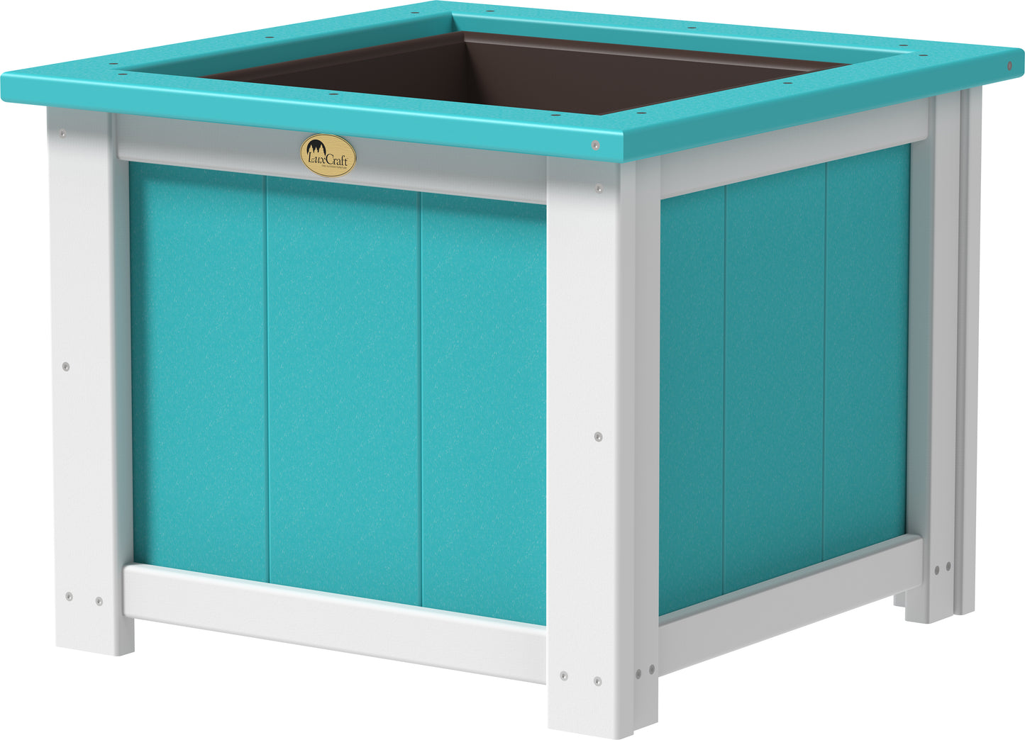 24" Square Planter Aruba Blue & White