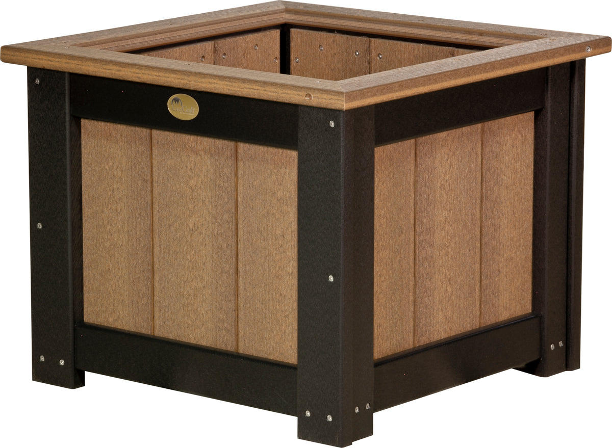 24" Square Planter Antique Mahogany & Black