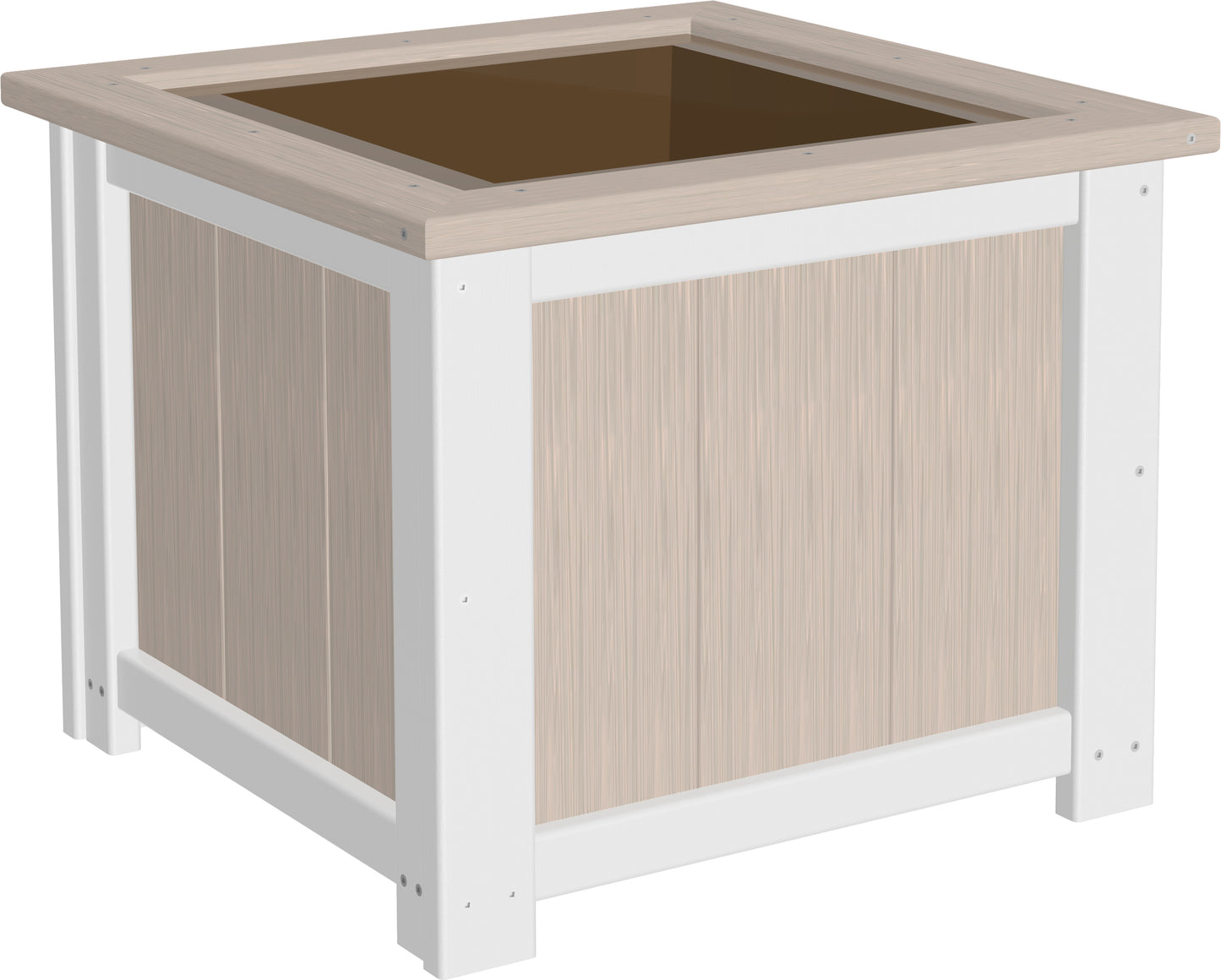 24" Square Planter Birch & White