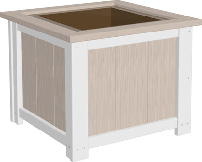 24" Square Planter Birch & White