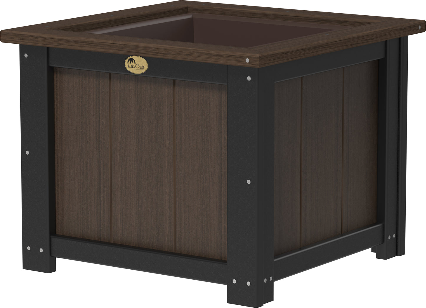 24" Square Planter Brazilian Walnut & Black