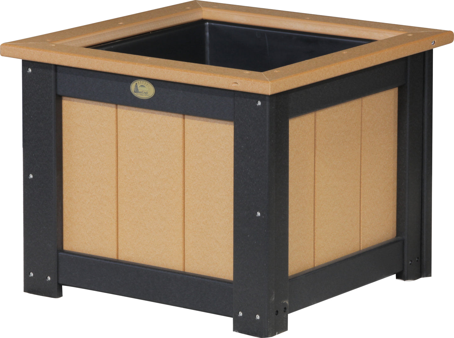 24" Square Planter Cedar & Black