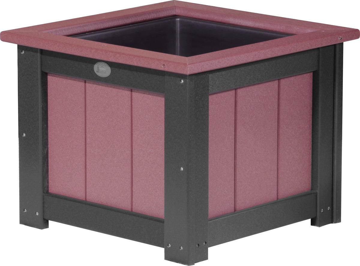 24" Square Planter Cherrywood & Black