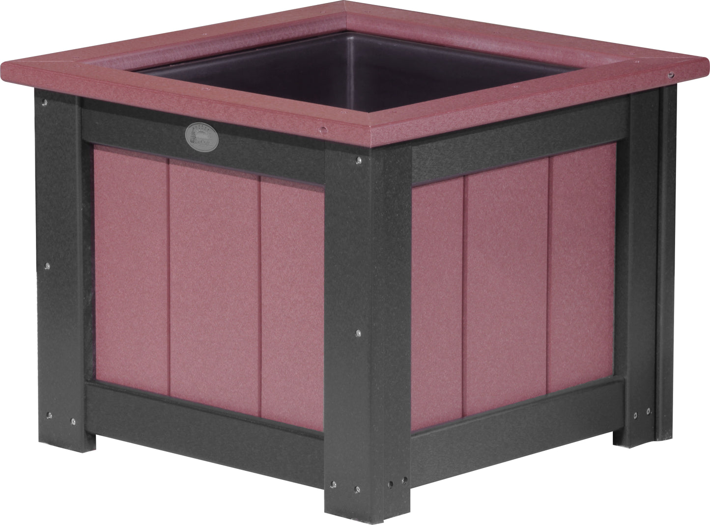 24" Square Planter Cherrywood & Black